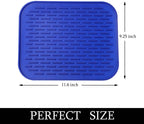 Dish Mat Silicone Dish Drying Mats Works For Drying Stemware Cocktail Glasses Silverware Pots Pans Knives and Dish Rack for Kitchen Counter Sink Bar Pads Easy to Clean (11.5" x 9.1") Blue
