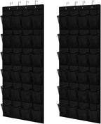 GORILLA GRIP Over the Door Shoe Organizer, 2 Pack, 24 Breathable Mesh Pockets, Space Saving Hanging Storage Holder, Closet Rack Hanger Holds Up to 40 lbs, Hangs on Closets, Shoes, Accessories, Black