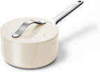 Caraway Nonstick Ceramic Sauce Pan with Lid (1.75 qt) - Non Toxic, PTFE & PFOA Free - Oven Safe & Compatible with All Stovetops (Gas, Electric & Induction) - Cream