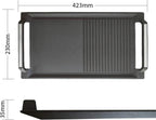 COVERCOOK Griddle Pan, Cast Iron Grill Hot Plate, Rectangular Grill, 2 handles with Flat and Ridged Surface for Induction Electric Cooktop，16.7 x 9.1inch