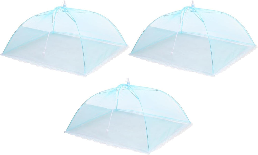 uxcell 3 Pcs Large and Tall Food Covers 17" Mesh Food Covers for Outdoors Collapsible Food Protector Covers Tent for Parties Outdoor Picnics BBQs, Blue