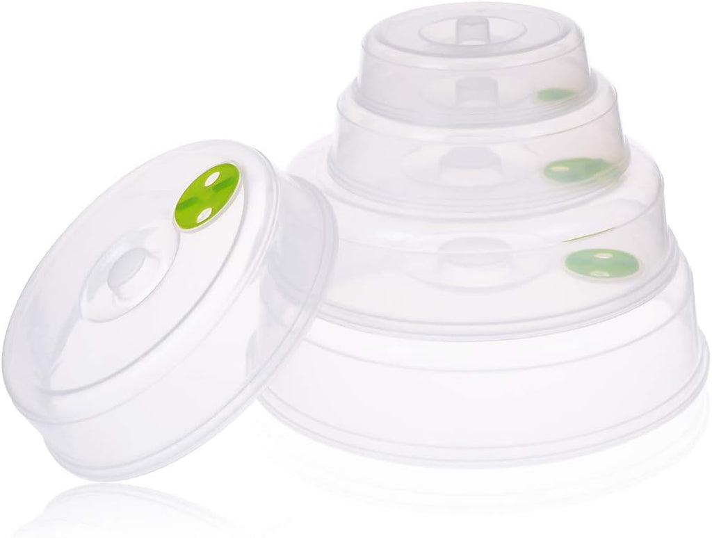 Set of 5 Microwave Plate Covers with Adjustable Steam Vents; Microwave Splatter Covers - Mixed Sizes for Large & Small Food Plates Bowls