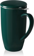 Sweejar Porcelain Tea Infuser Mug with Lid, 20 oz Teacup with Strainers for Loose Leaf Tea, Microwave and Dishwasher Safe Coffee Mug(Jade)
