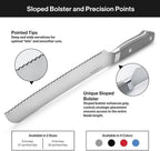 Misen Serrated Bread Knife – High-Carbon Japanese AUS8 Steel – Effortless Slicing of Bread, Pastries, and Fruits – Razor-Sharp Edge and Durable Blade with Ergonomic Handle - 8", Green