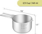 1PCS 2/3Cup (160ml, 5.3oz) Single Measuring Cup, Stainless Steel Measure Scoop, Metric and US Measurement, Dishwasher Safe