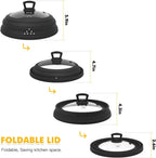 Microwave Splatter Cover Vented Glass Guard Lid with Collapsible Silicone for Food as Pot Cover 11.8 inch Large Plate for 6 7 8 9 10 11 inch Plate Bowl