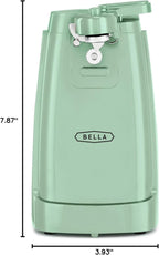 BELLA Electric Can Opener and Knife Sharpener, Multifunctional Jar and Bottle Opener with Removable Cutting Lever and Cord Storage, Stainless Steel Blade, Sage