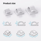 100 PCS White Adhesive Cable Clips Cord Organizer (Small, Medium,Large),Wire Holder for Cable Management, Outdoor Light Clips Light Hooks for LED String,Car Dash Cam, Extension Cord (White)