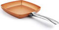 Non-Stick Copper Square Frying Pan, 9.5" Chef Skillet with Ceramic Coating, Oven Dishwasher Safe, PFOA-Free, Home Use for All Stoves