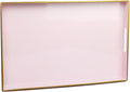 Spsyrine Pink Decorative Serving Tray with Handles, Elegant Plastic Coffee Table Tray for Ottoman, Living Room, Home Decor 15.6" X 10.2"