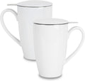 amhomel Porcelain Tea Mug with Infuser and Lid, 16 Ounce Ceramic Tea Cup for Loose Leaf, Coffee, Cocoa and Milk, Tea Gift for Tea Lovers, Set of 2(White)