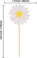 24Pcs Daisy Cupcake Toppers Flower Cake Topper Decorations Daisy Cake Decorations Chrysanthemum Cupcake Toppers Spring Daisy Flower Cake Picks for Birthday Wedding Supplies White