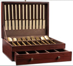 Royalty Art Tarnish-Free Silverware Storage Box with Drawer, 15" x 11" Flatware and Utensil Organizer for Kitchen, Elegant Wooden Décor for Dining Room (Flatware Not Included)