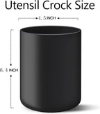 Black Kitchen Utensil Holder for Countertop, Matte Ceramic Utensils Crock for Kitchen Counter-top, Modern Spatula Holder, Cooking Utensil Holder Easy to Clean for Farmhouse 4.5×6.4 IN