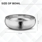 Avador® Set of 3 Premium Stainless Steel Salad Mixing Bowl Hammered Finish | Handmade | Includes Salad Serving Utensils (Stainless Steel)