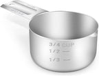 1PCS 3/4Cup (180ml, 6oz) Single Measuring Cup, Stainless Steel Measure Scoop, Metric and US Measurement, Dishwasher Safe