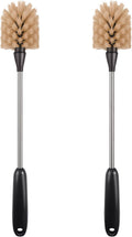 Stainless Steel Long Handle Water Bottle Brush, Flexible Scrubbing Brush for Cleaning Water Bottles, Baby Water Bottles, Glassware, Food Jars, Sports Jugs, Sobriety Jugs, 2 Pack, 15 in.