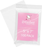 iMailer - 100 Pcs - 5" x 7" Clear Small Zip Bag - Reclosable Zip Plastic Poly Bags 2 Mil with Resealable Lock Seal Zipper for A2 A4 A6 Cards & Envelopes, Bakery, Cookies, Sandwich