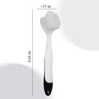 Dish Brush with Handle, Dish Scrub Brush with Built-in Scraper, Nylon Dish Scrubber, Kitchen Brushes for Dishes,Pots, Pans and Sinks 2 Pack