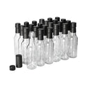 FastRack - 5oz Woozy Bottles for Hot Sauce, Pack of 24 with Black Plastic Caps & Shrink Sleeves, Empty, Clear Glass bottles with Leakproof Cap - No Dripper Included