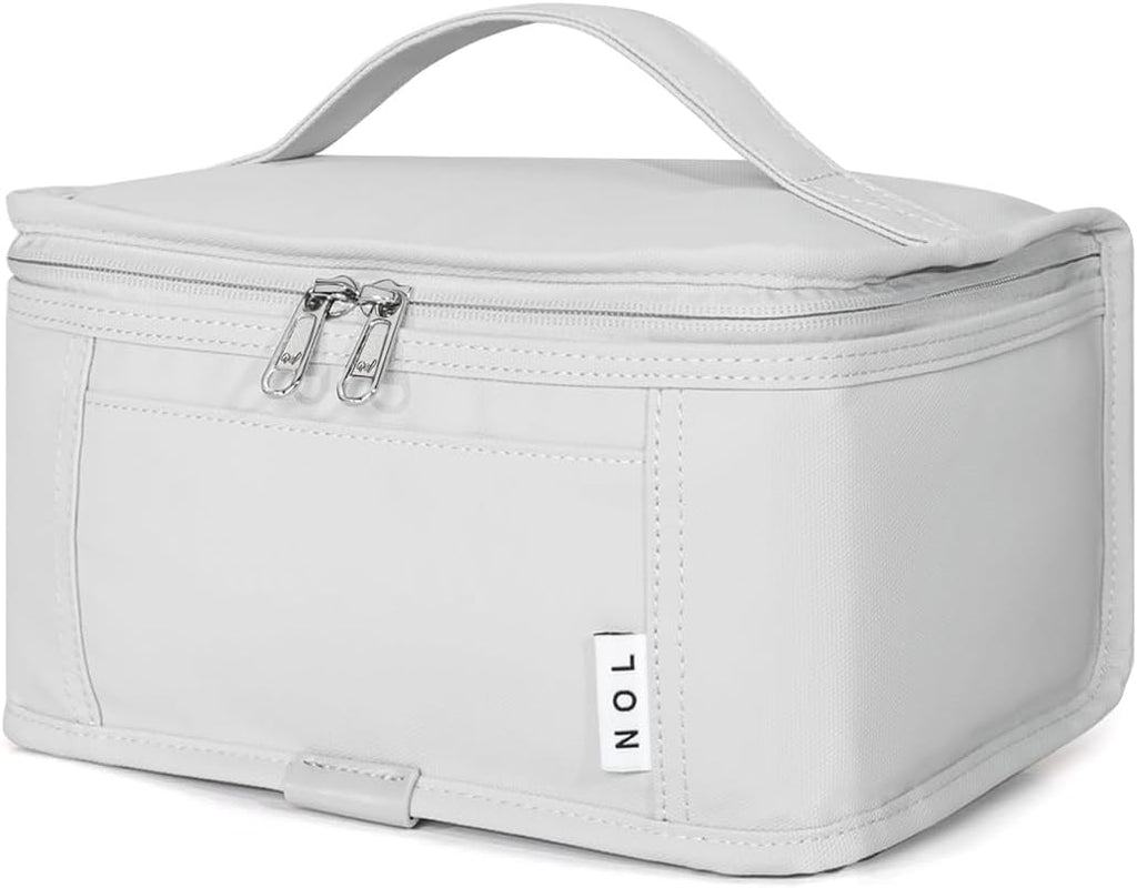NOL Natural Organic Lifestyle Small Lunch Bag Mini Lunch Box Insulated Lunch Bag for Men/Women Leakproof Cooler Tote Bag Lightweight Nylon Waterproof Lunch Box For Work, Gray white