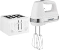 Cuisinart CPT-142P1 4-Slice Compact Plastic Toaster, White & HM-50 Power Advantage 5-Speed Hand Mixer, White