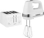 Cuisinart CPT-142P1 4-Slice Compact Plastic Toaster, White & HM-50 Power Advantage 5-Speed Hand Mixer, White