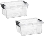 Superio Clear Storage Boxes with Lids, 2 Quart Plastic Container Bins for Organizing, Stackable Crates, BPA Free, Non Toxic, Odor Free, Organizers for Home, Office, School, and Dorm