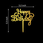 Happy Birthday Cake Topper for Birthday Party Decorations - Mirror Gold Acrylic