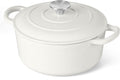 3 Qt Enameled Cast Iron Dutch Oven with Lid, E-far Small Round Nonstick Dutch Oven Pot for Bread Baking Braising Stews Roasting Cooking, Heavy Duty, Induction & Oven Safe - White