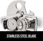 GORILLA GRIP Heavy Duty Stainless Steel Smooth Edge Manual Can Opener and Bottle Openers, Soft Comfortable Handle, Oversized Handheld Turn Knob, US Designed Multifunctional Kitchen Tool, White