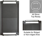 COVERCOOK Griddle Pan, Cast Iron Grill Hot Plate, Rectangular Grill, 2 handles with Flat and Ridged Surface for Induction Electric Cooktop，16.7 x 9.1inch