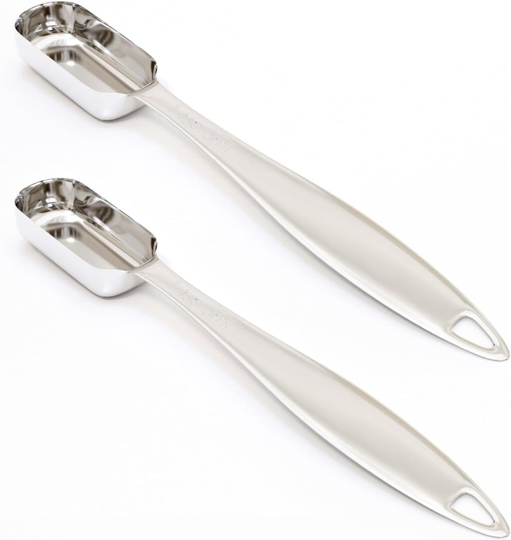 2PCS 1Teaspoon (1/3tbsp, 5ml) Single Measuring Spoon, Individual Stainless Steel Long Handle Measure Tablespoon Only