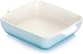 NUTRIUPS 8x8x2.4 inch Square Baking Dish, 50 Oz /1.6 Qt Ceramic Baking Pan with Handles, Casserole Dish for Oven, Porcelain Bakeware (Gradient Blue)