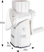 Rotary Cheese Grater Shredder - Upgraded 5 in 1 Cheese Grater with Handle and Strong Suction Base, Multi-purpose Julienne Slicer Ice Shaver Nuts Grinder for Ice, Vegetables, Fruit, Nuts