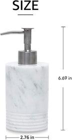 Marble Soap Dispenser with Stainless Steel Pump for Bathroom Kitchen Countertop - Lotion & Liquid Dispenser Soap Bottle White