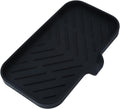 Silicone Bathroom Soap Dishes with Drain Spout-Bathroom and Kitchen Sink Organizer,Sponge Holder,Dish Soap Tray,Perfect for Dispenser,Scrubber,Bottle,Cup on Sink or Counter-Black 9.6"×5.3"