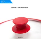 Silicon Glass Lid for Pot,Pan,Skillet Fits 11"(28CM) Cookware Silicon lid Dishwasher Safe, Replacement Lid Vented Tempered Glass with Heat Resistant Silicone Rim By HR Huare Technology, Red,1 Pack