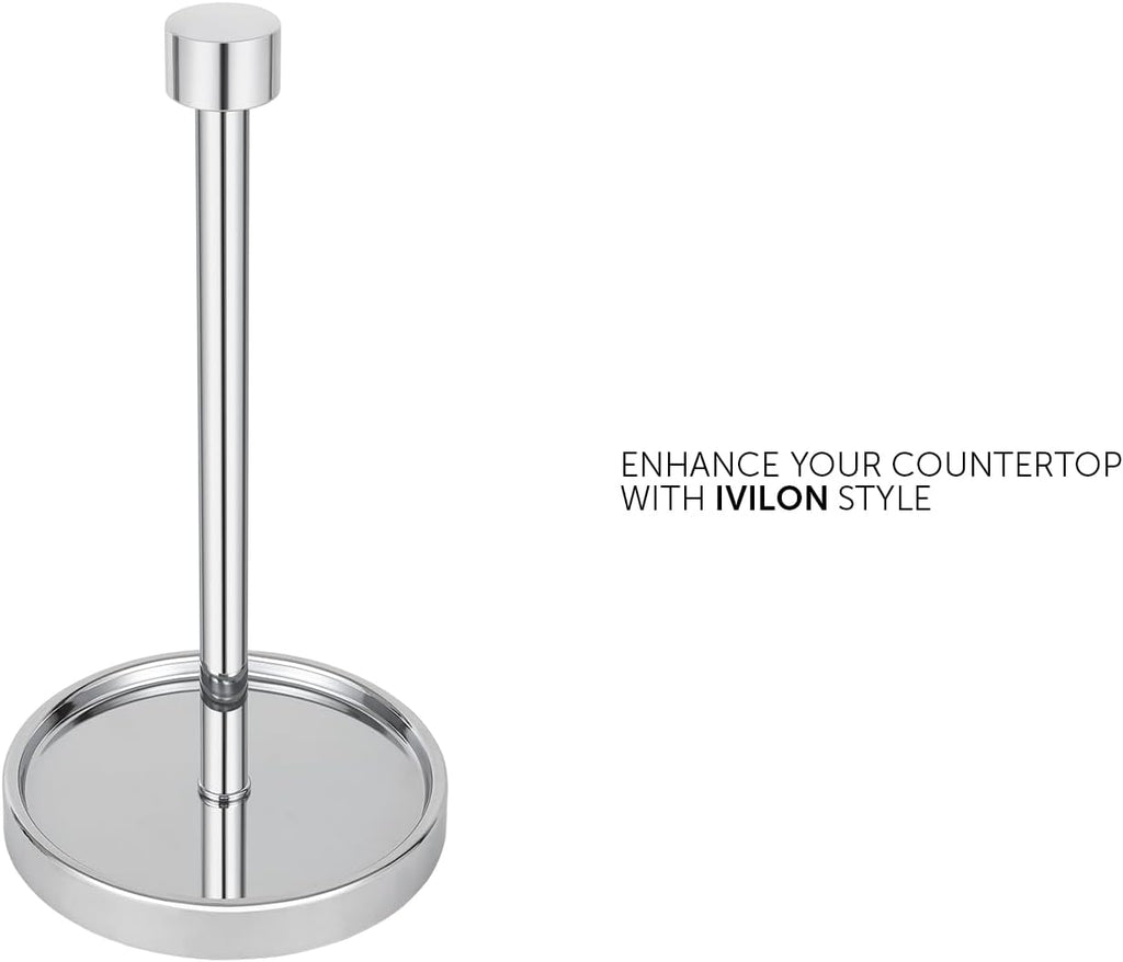 Ivilon Countertop Paper Towel Holder - Modern End Cap Minimalist Design - Color Chrome