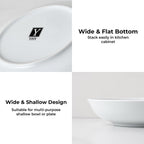 Y YHY 9" Pasta Bowls, 40oz Large Salad Bowls Set of 6, Wide Shallow Ceramic Bowls for Serving Soup, White Dinner Plates Set for Kitchen, Microwave Dishwasher Safe