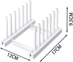 White Plate Organizer for Cabinet 4 Pack, Plstic Plate Rack Stand Keep Dry for Dish, Bowl, Bakeware, Serving Tray and More, Plate Holder for Cabinet Rack, Dish Organizer Rack for Cabinet