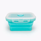 CCyanzi 3piece Collapsible Food Storage Containers with Lids, Silicone Lunch Container, Microwave & Freezer Safe, Space Saving for Kitchen Cabinet and Camping Backpack,(blue)