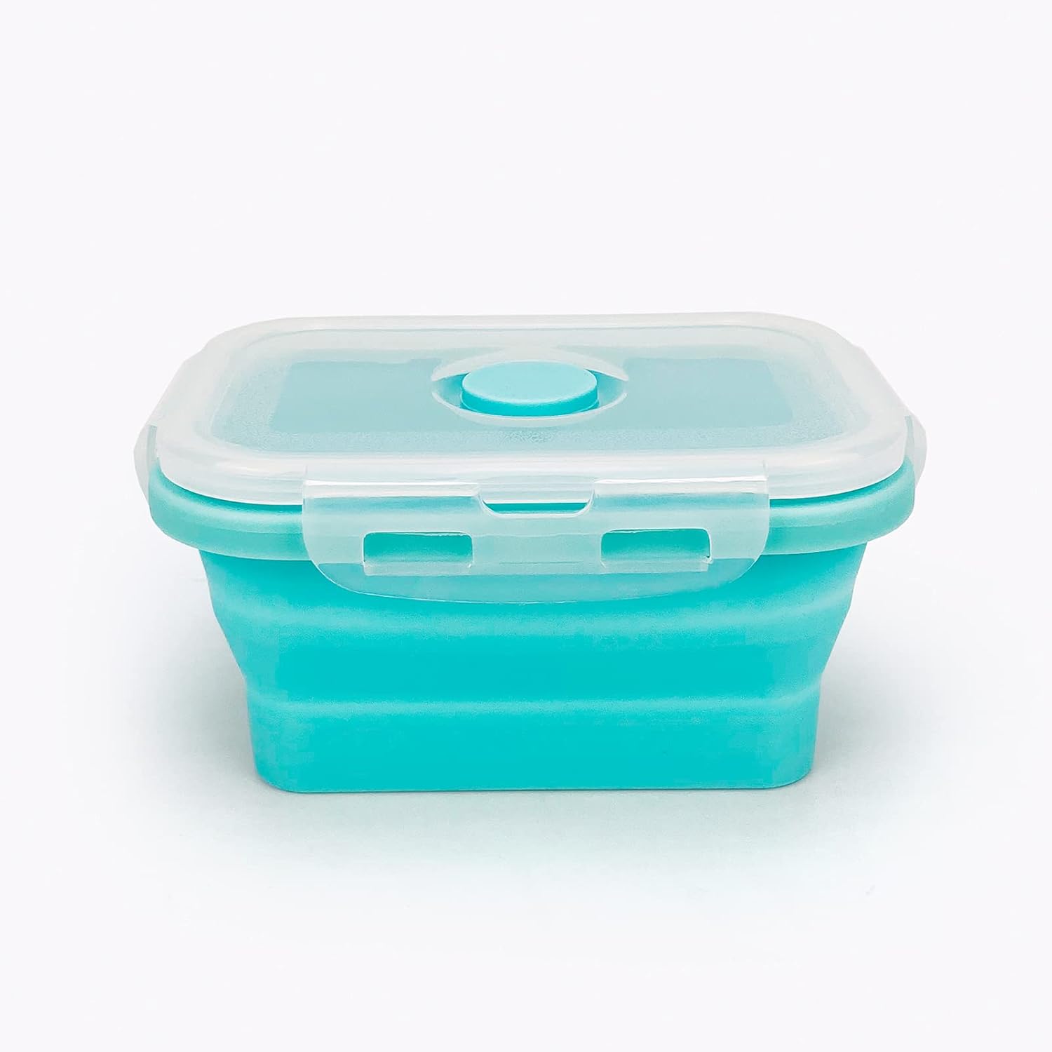 CCyanzi 3piece Collapsible Food Storage Containers with Lids, Silicone Lunch Container, Microwave & Freezer Safe, Space Saving for Kitchen Cabinet and Camping Backpack,(blue)
