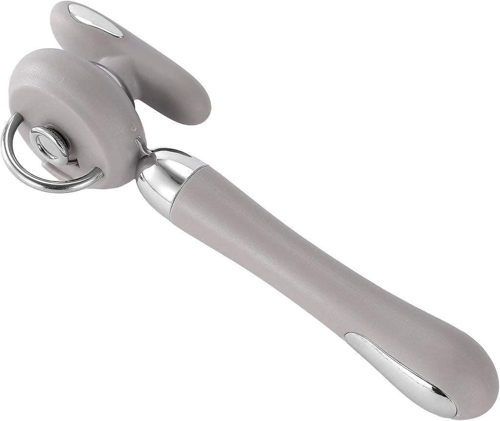 Can Opener Manual Tin Opener Stainless Steel Heavy Duty, Oversized Hand-held Easy Rotary Knob, Safe Cut Manual Can Opener with Non-Slip Handle, Smoother Cut Sharp Blade for Seniors Kitchen Tool, Grey