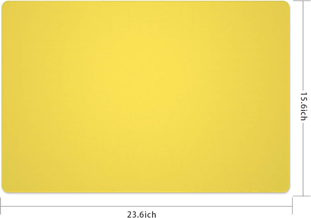 Silicone Placemats, Food-Grade Non-Slip Waterproof, Dining, Stain Resistant, Countertop Protector, Kitchen Counter Mat, Heat Resistant, Baking mat Dishwasher Safe (23.6"×15.7"-2pack, Yellow)