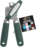 GORILLA GRIP Heavy Duty Stainless Steel Smooth Edge Manual Can Opener and Bottle Openers, Soft Comfortable Handle, Oversized Handheld Turn Knob, US Designed Multifunctional Kitchen Tool, Hunter Green