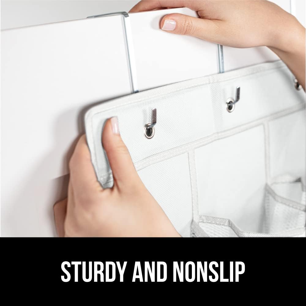 GORILLA GRIP Over the Door Shoe Organizer, 35 Large Breathable Mesh Pockets, Space Saving Hanging Storage Holder, 5 Hook Closet Rack Hanger, Hangs on Closets for Shoes, Accessories 68.5H x 24.5W White