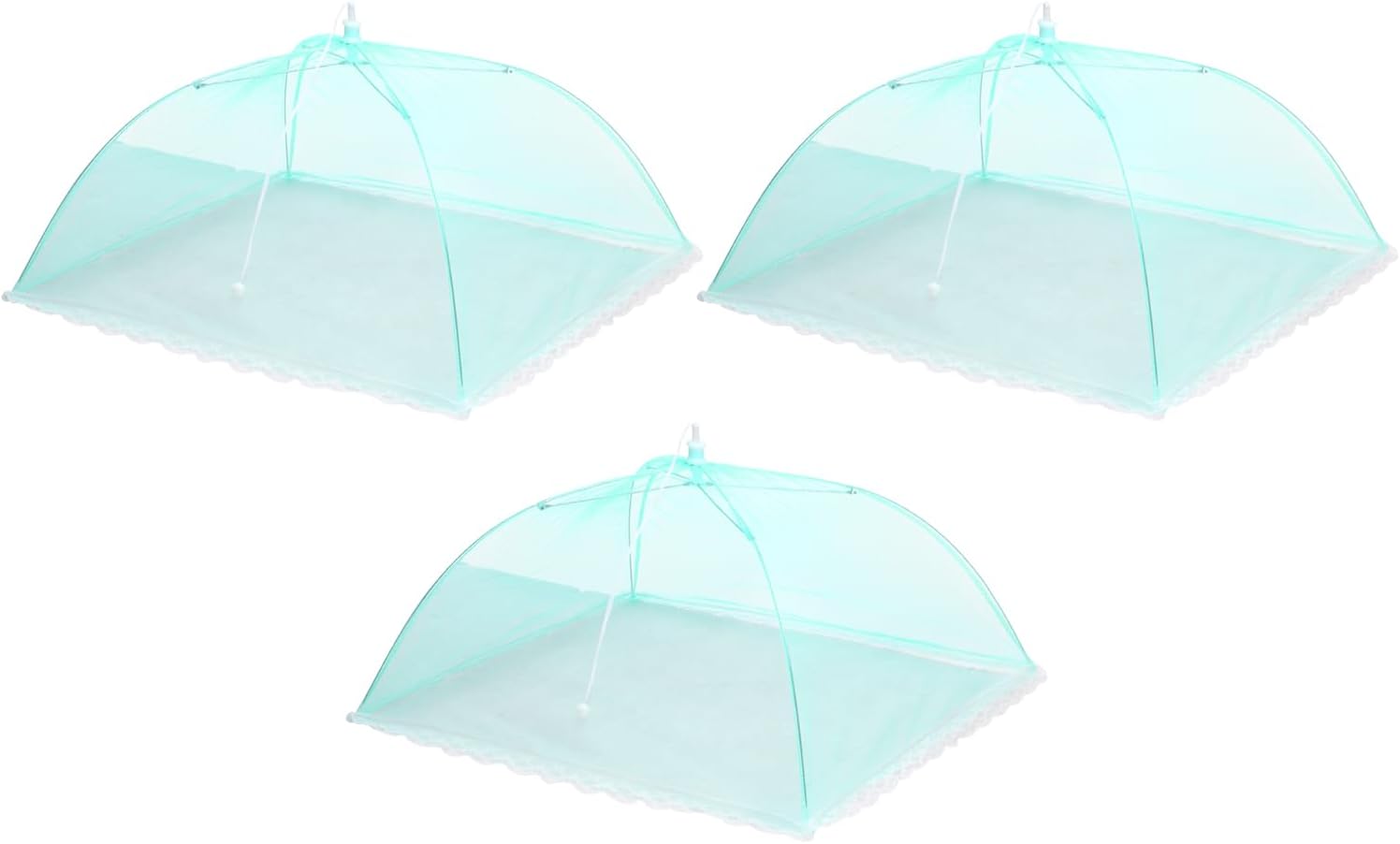 uxcell 3 Pcs Large and Tall Food Covers 17" Mesh Food Covers for Outdoors Collapsible Food Protector Covers Tent for Parties Outdoor Picnics BBQs, Light Green