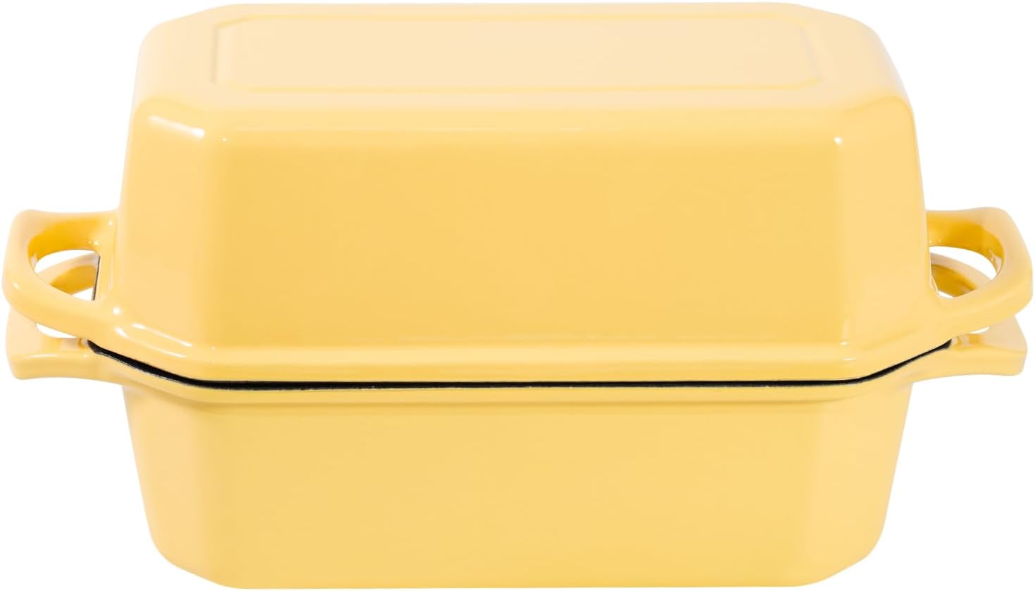 Bread Pan Cast Iron Loaf Pan with Lid Bread Loaf Pan 9x5 Inch Loaf Pan Enameled Cast Iron Sourdough Loaf Pan, Yellow