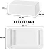 Butter Dish with Lid, Large Butter Dish with Lid for Countertop, Built-in Knife Slot Butter Keeper for Kitchen or Fridge, Bamboo Fiber Butter Tray, Butter Holder for 2 Sticks(White, Large)